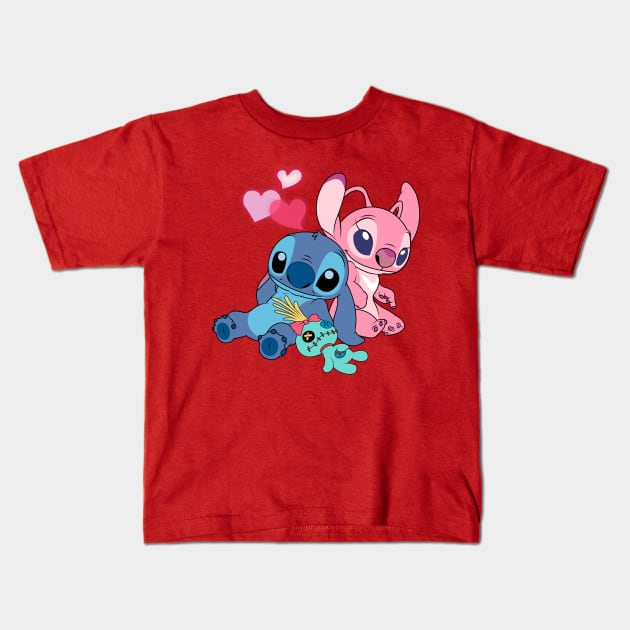 Stitch & Angel 2 Kids T-Shirt by Nykos